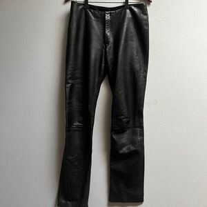 Identify Soft Black Leather Straight Leg Pants Sz 6